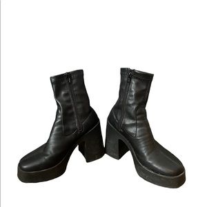 Faux leather platform boots